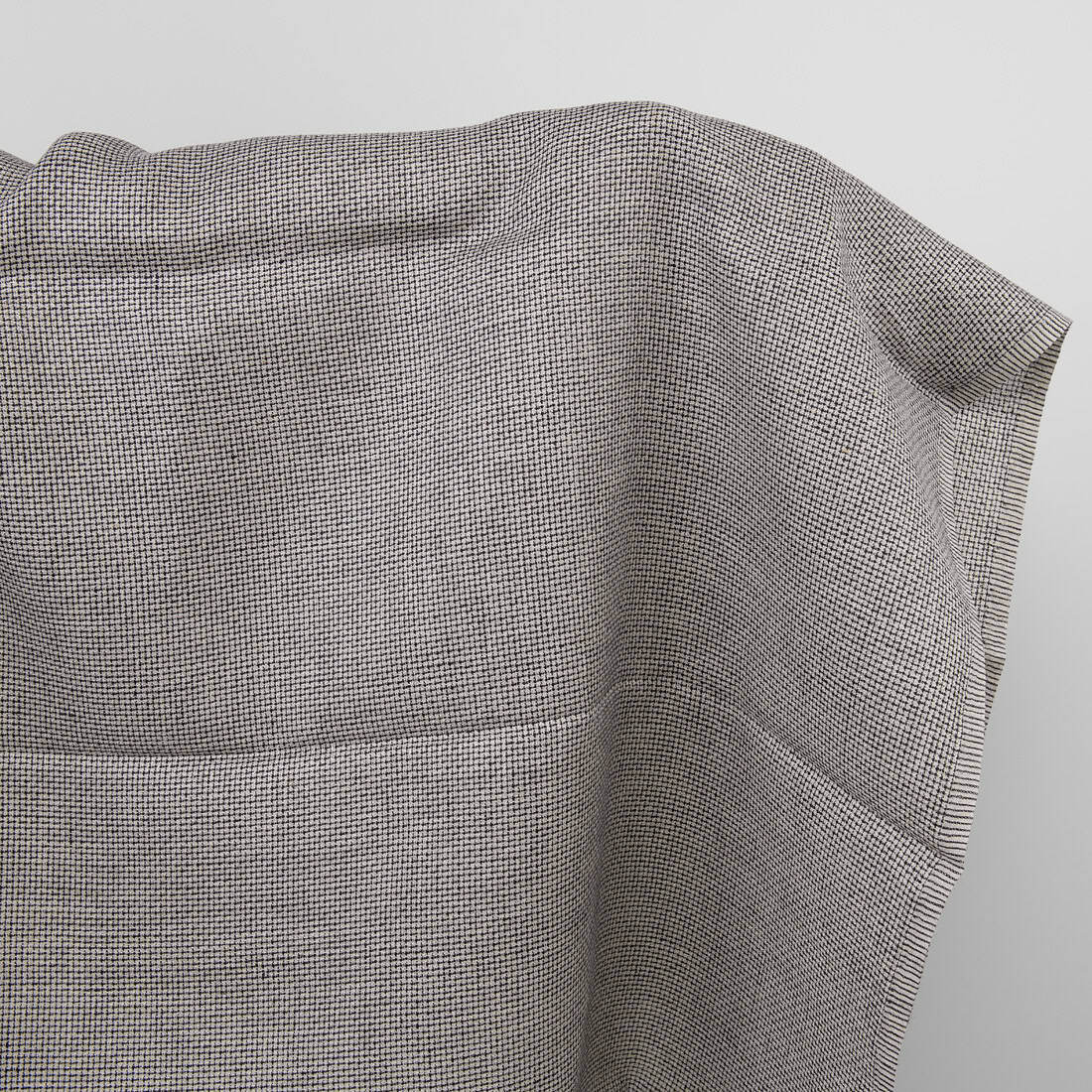 Tissu de lin à carreaux noir et gris 1 Checked linen fabric, black and natural