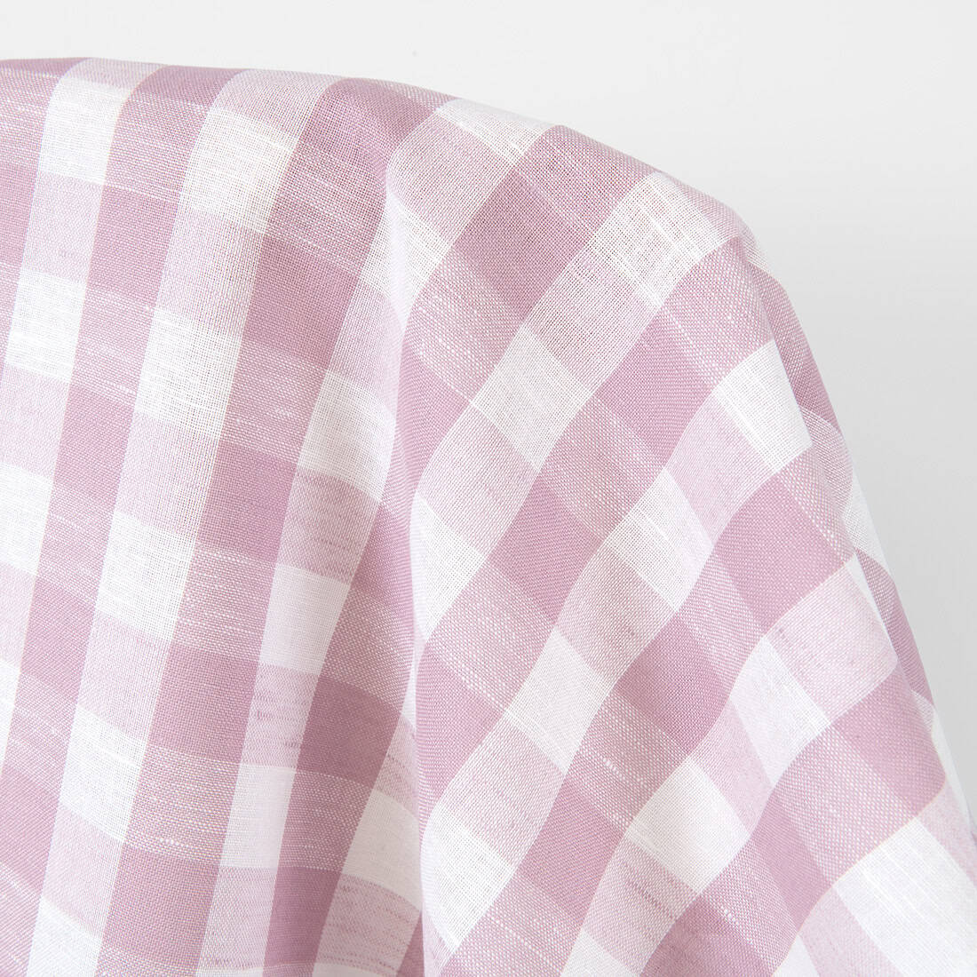 Tissu lin et coton à carreaux blancs et lilas pastel 2 Linen cotton fabric white and pastel lilac checks, 150cm width