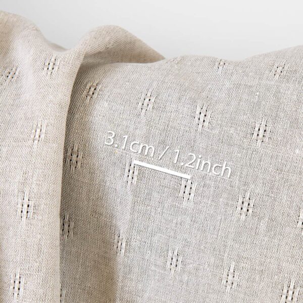 Linen cotton fabric beige with openwork pattern, 150cm width