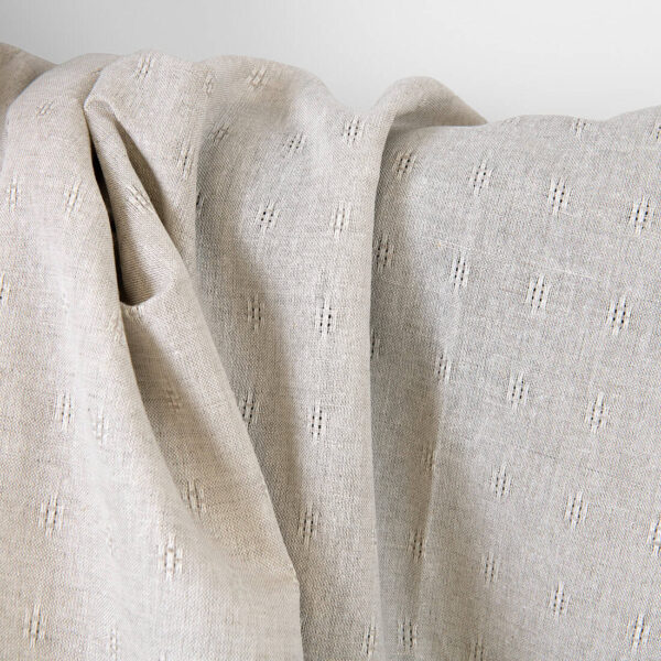 Tissu lin et coton beige avec motif ajouré – Image 2