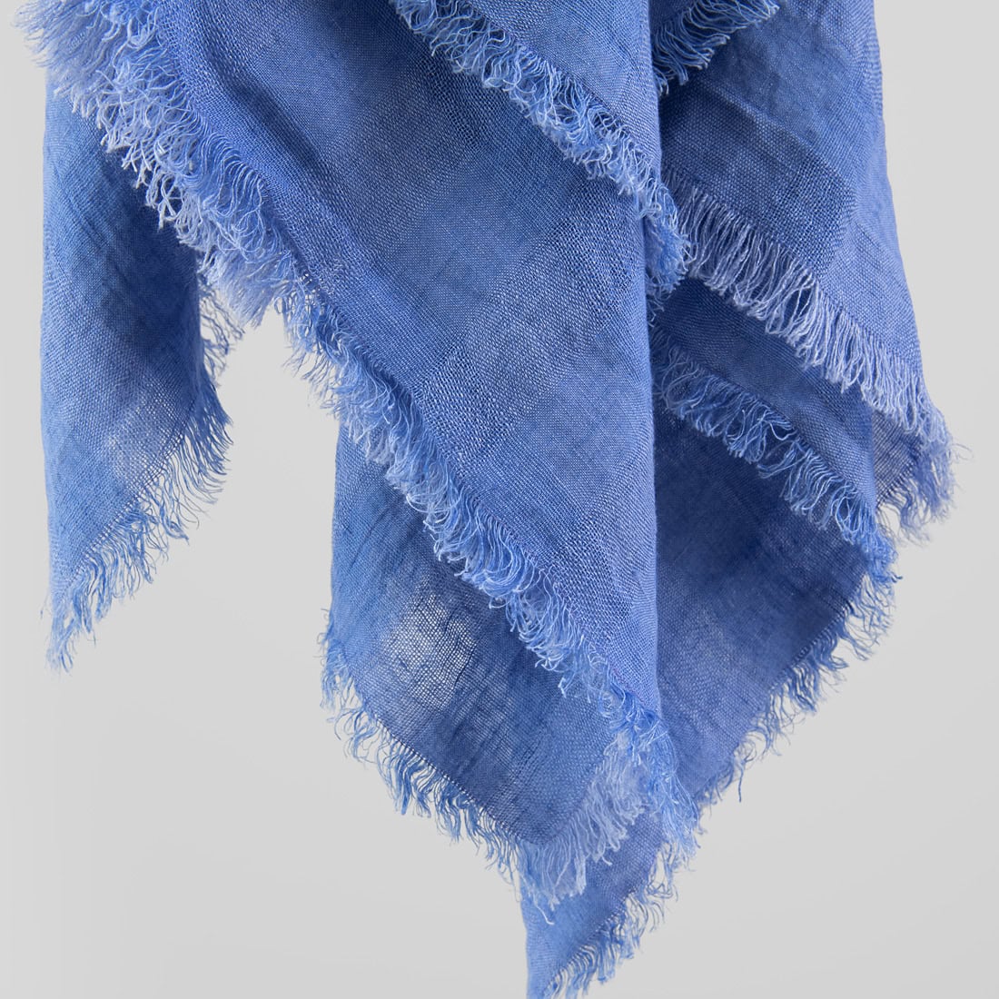 KORI Foulard bleu-violet 3 violet-blue linen scarf, check pattern