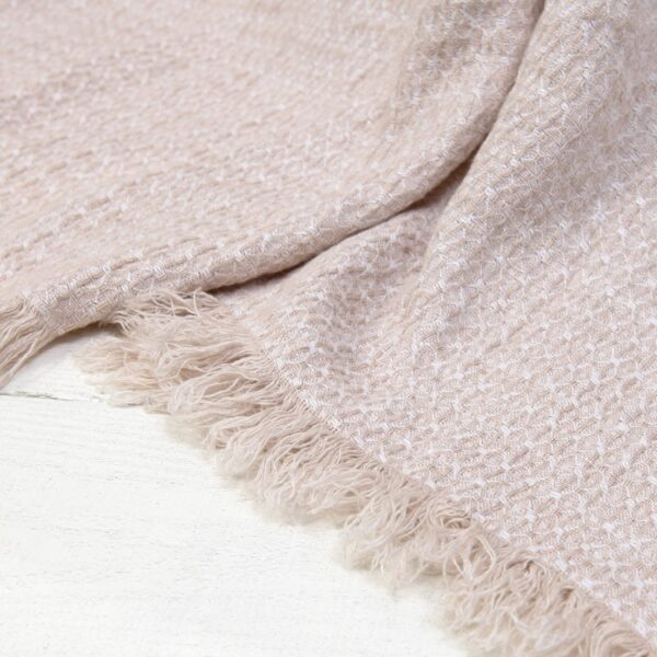 Heavy linen blanket light brown, with fringe