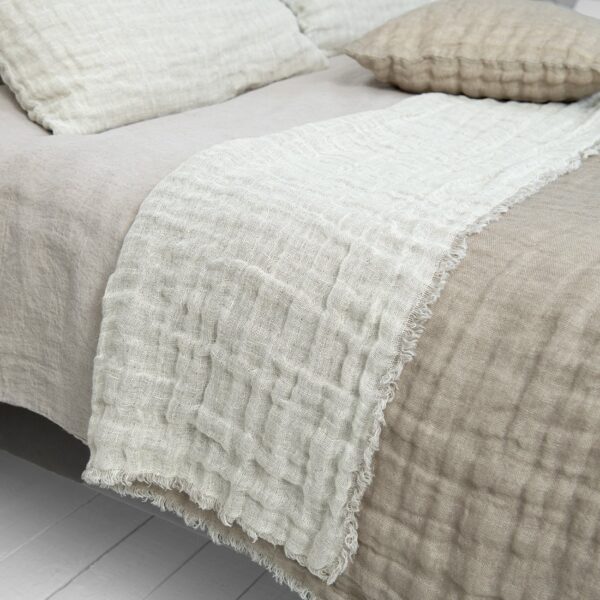 Beige linen bedspread, two colour