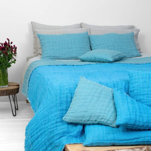 Linen cushion cover green-blue