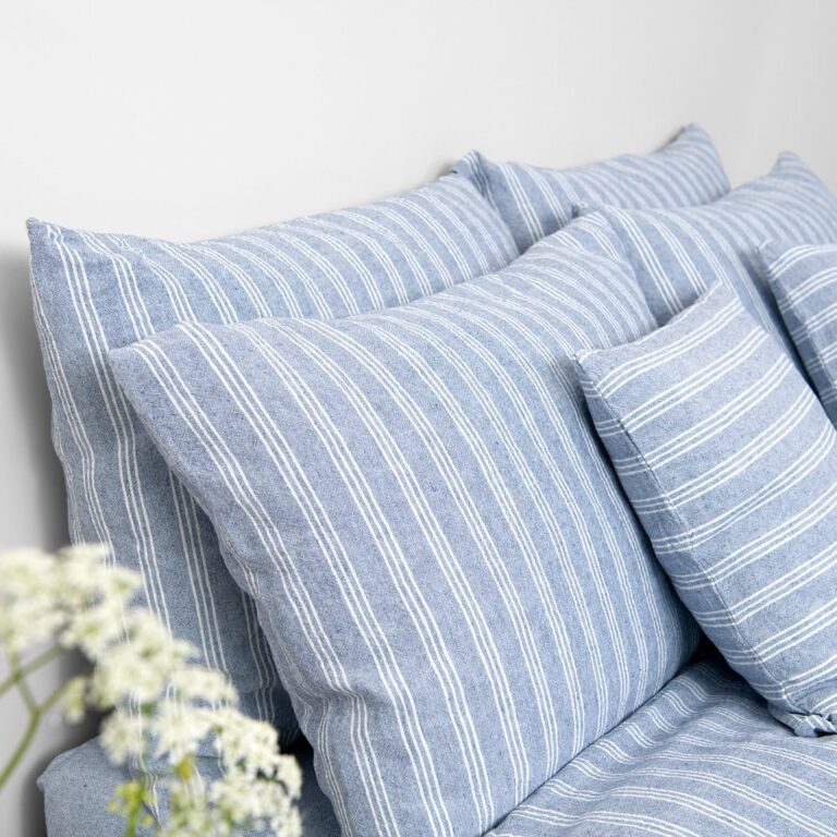 CRUISE linen cotton Bed linen blue, matching pillows