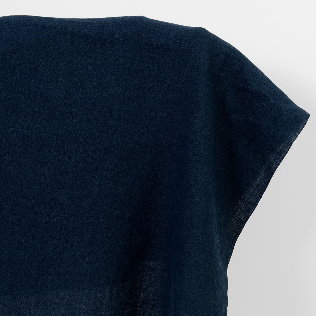 Linen fabric plain blue-black, washed