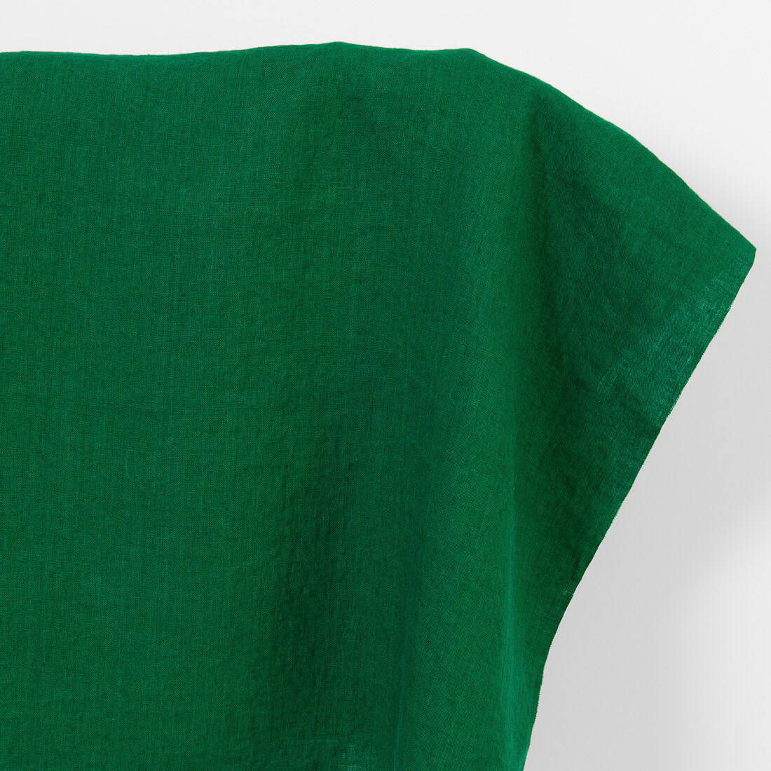 Linen fabric plain dark cool green, washed