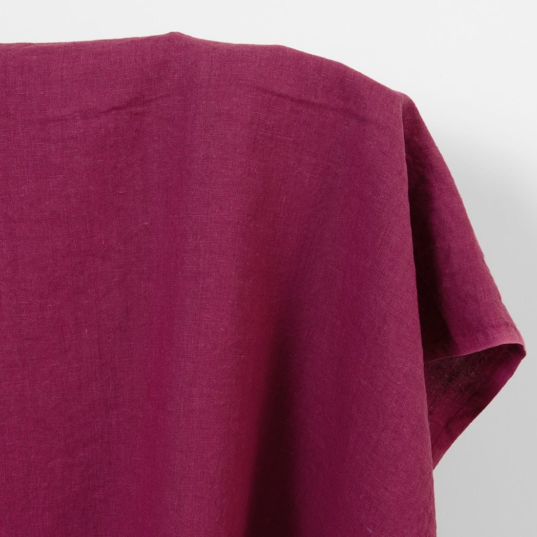 Linen fabric plain burgundy, washed