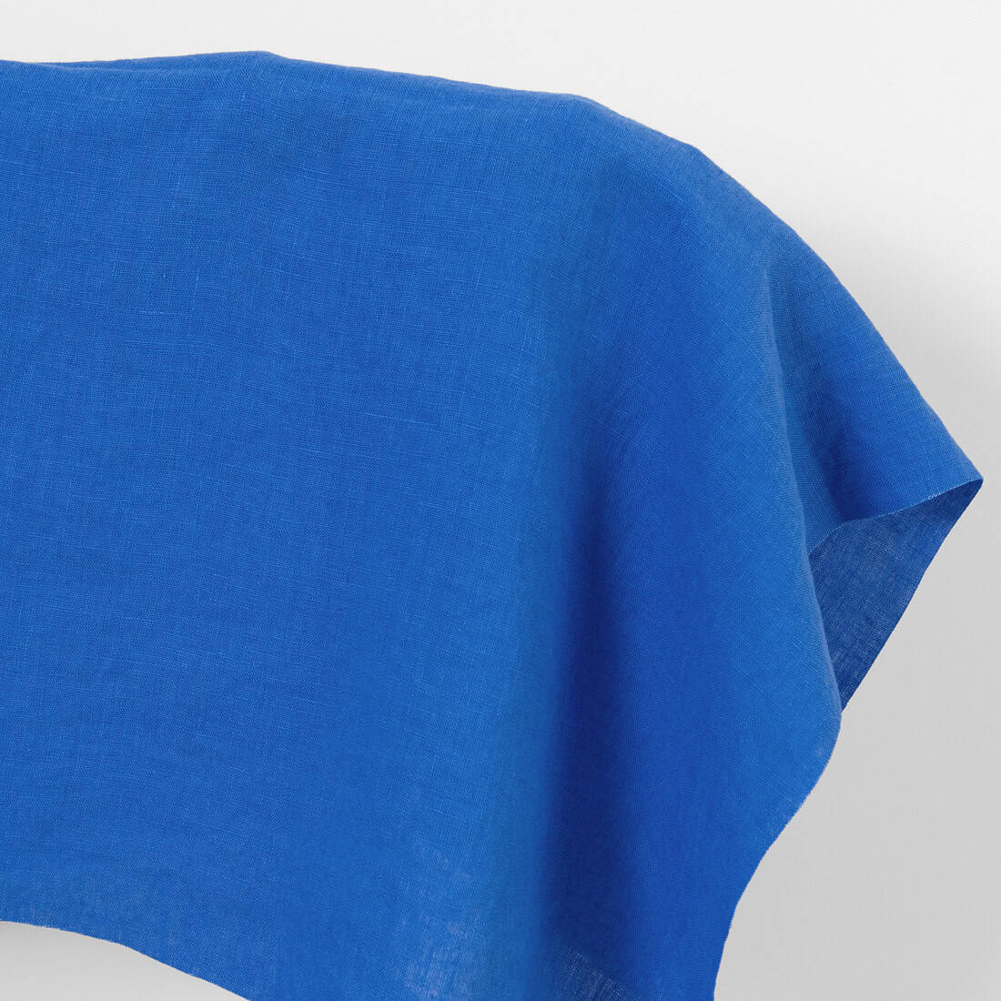Linen fabric plain blue, washed