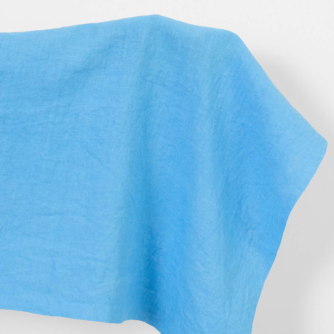 Linen fabric sky blue colour, washed