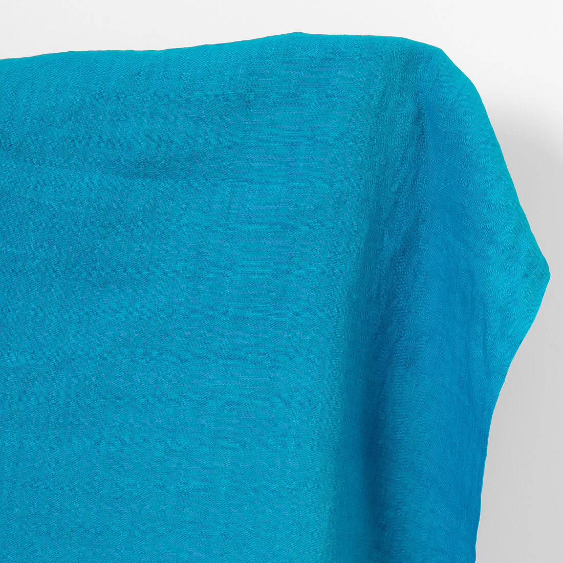 Linen fabric vivid blue, washed