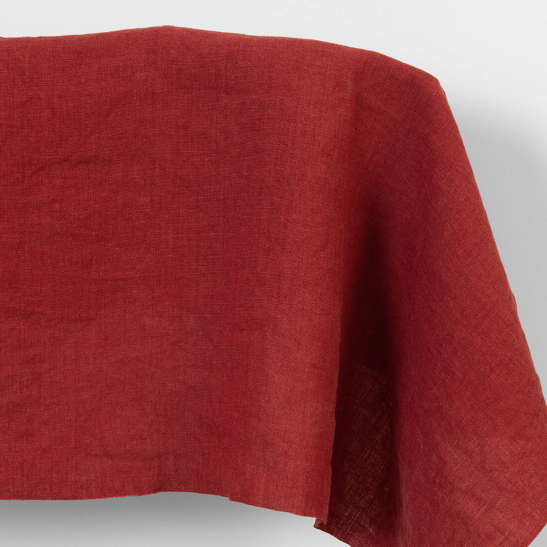 Linen fabric brick red, washed