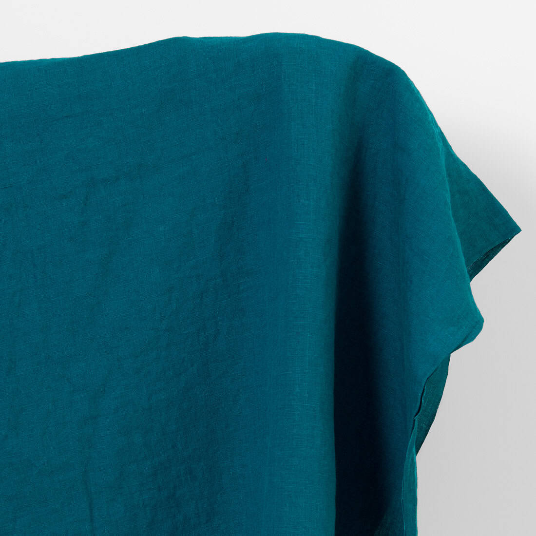 Linen fabric in lyons blue, washed