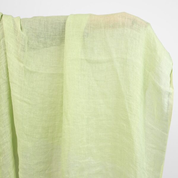 Washed linen gauze fabric plain pale green