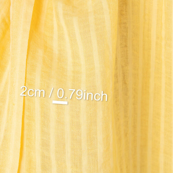 Lightweight linen fabric yellow transparent stripes, washed, with measurements