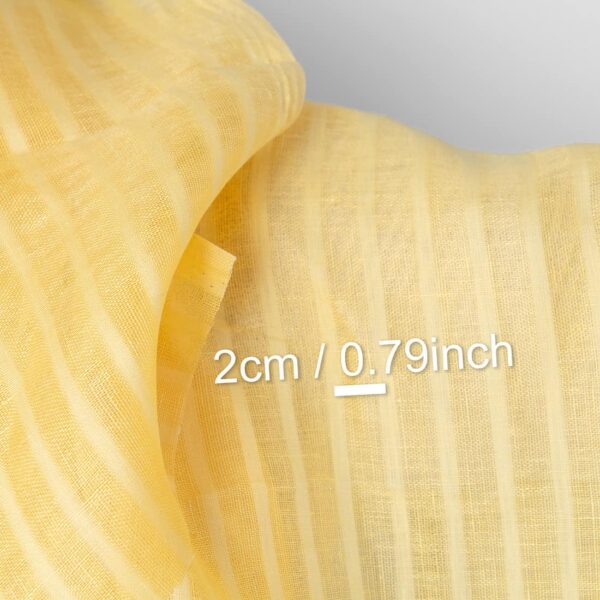Lightweight linen fabric yellow transparent stripes, with measurements