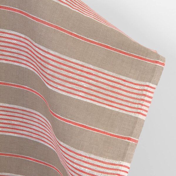 Linen fabric brown with red stripes