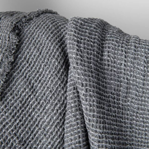Heavy linen fabric grey waffle, washed, pure linen