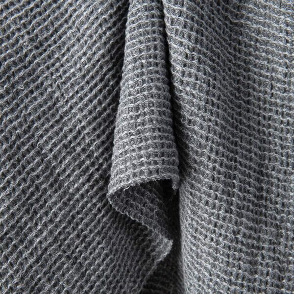 Heavy linen fabric grey waffle, washed, very thick soft fabric