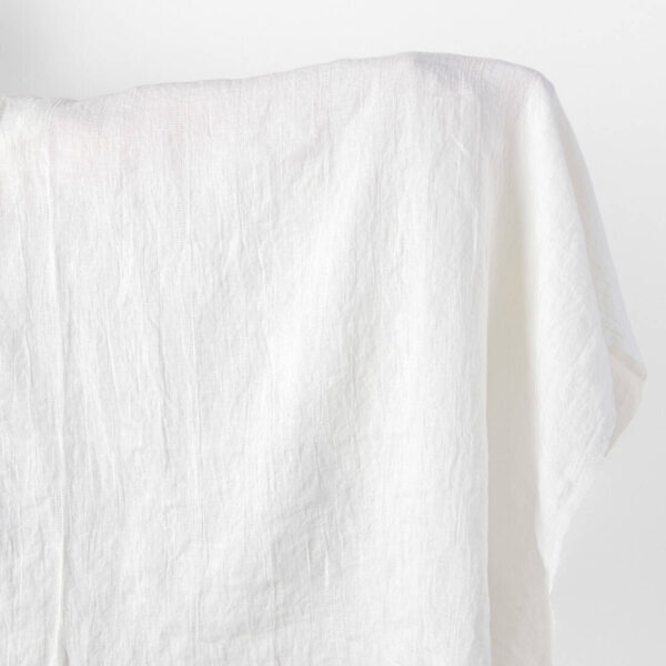 Tissu en lin blanc cassé carrés dobby, lavé