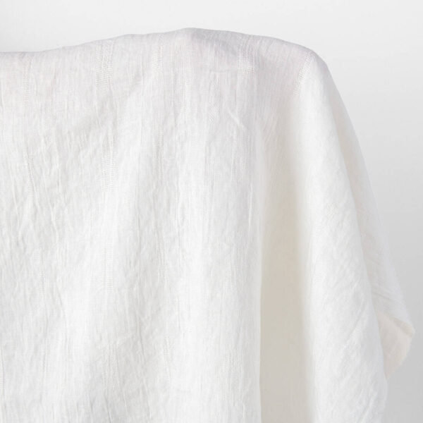 Tissu en lin blanc cassé carrés dobby, lavé – Image 2
