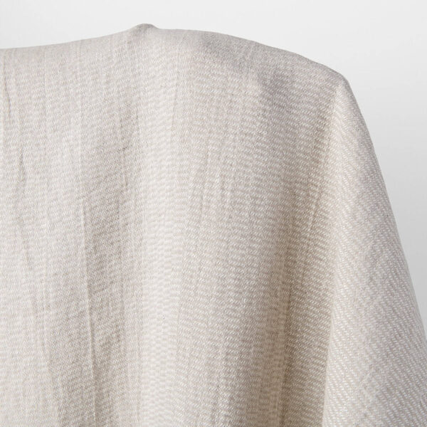 Linen fabric natural and white twill checks, washed, 145cm width