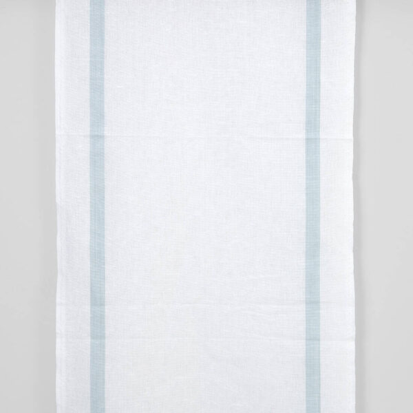Narrow linen cotton fabric white with blue stripes