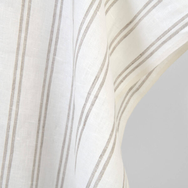 Linen fabric off-white with natural stripes