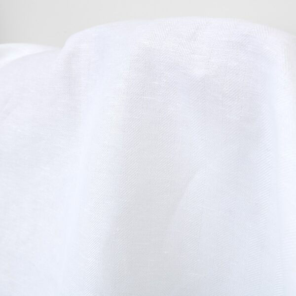 Linen cotton fabric optical white herringbone, 150cm width