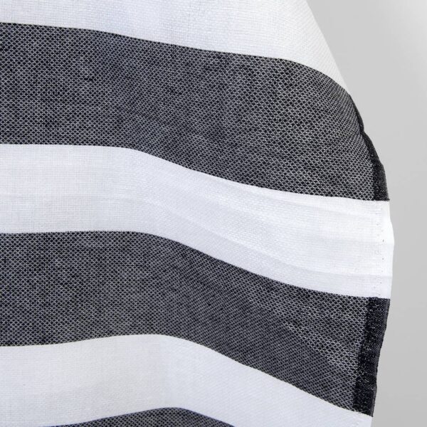 Linen cotton fabric black and white stripes, small diamond pattern