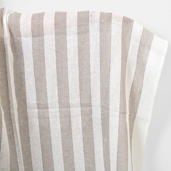 Linen fabric natural and white stripes