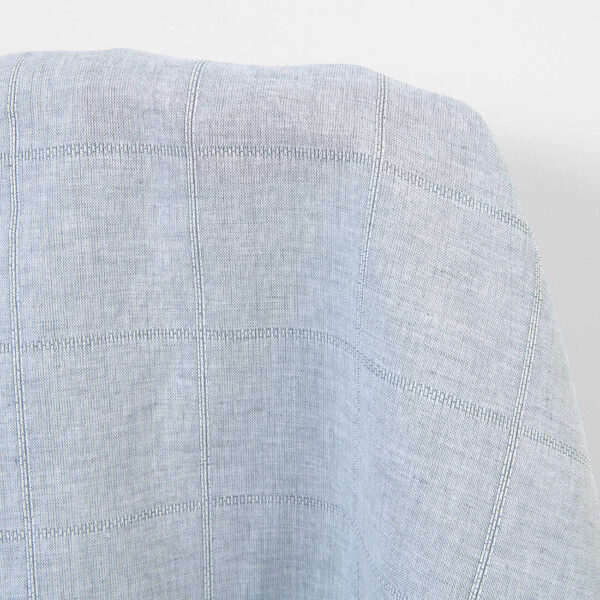 Tissu lin et coton à carreaux blanc et bleu-gris – Image 2