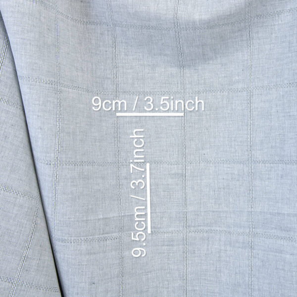 Tissu lin et coton à carreaux blanc et bleu-gris – Image 4