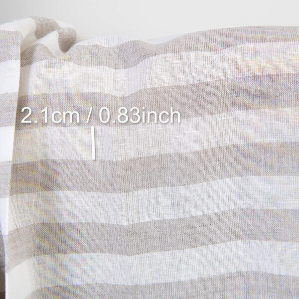 Linen cotton fabric white and natural stripes, with measurements