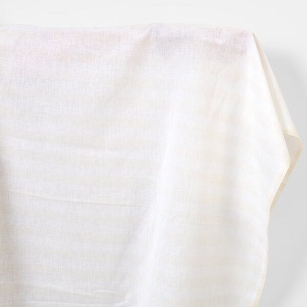 Linen cotton fabric off-white with vanilla stripes