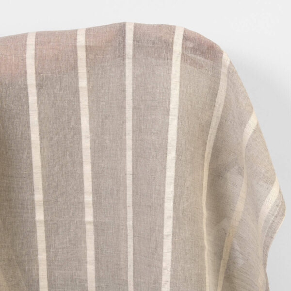 Lightweight linen cotton fabric natural with white stripes