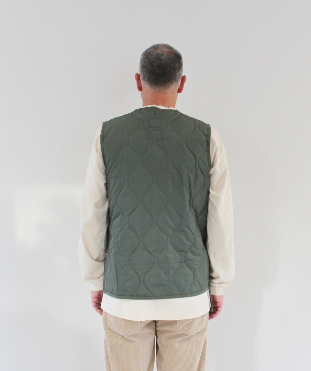 Taion Military Zip V-Neck Vest Olive