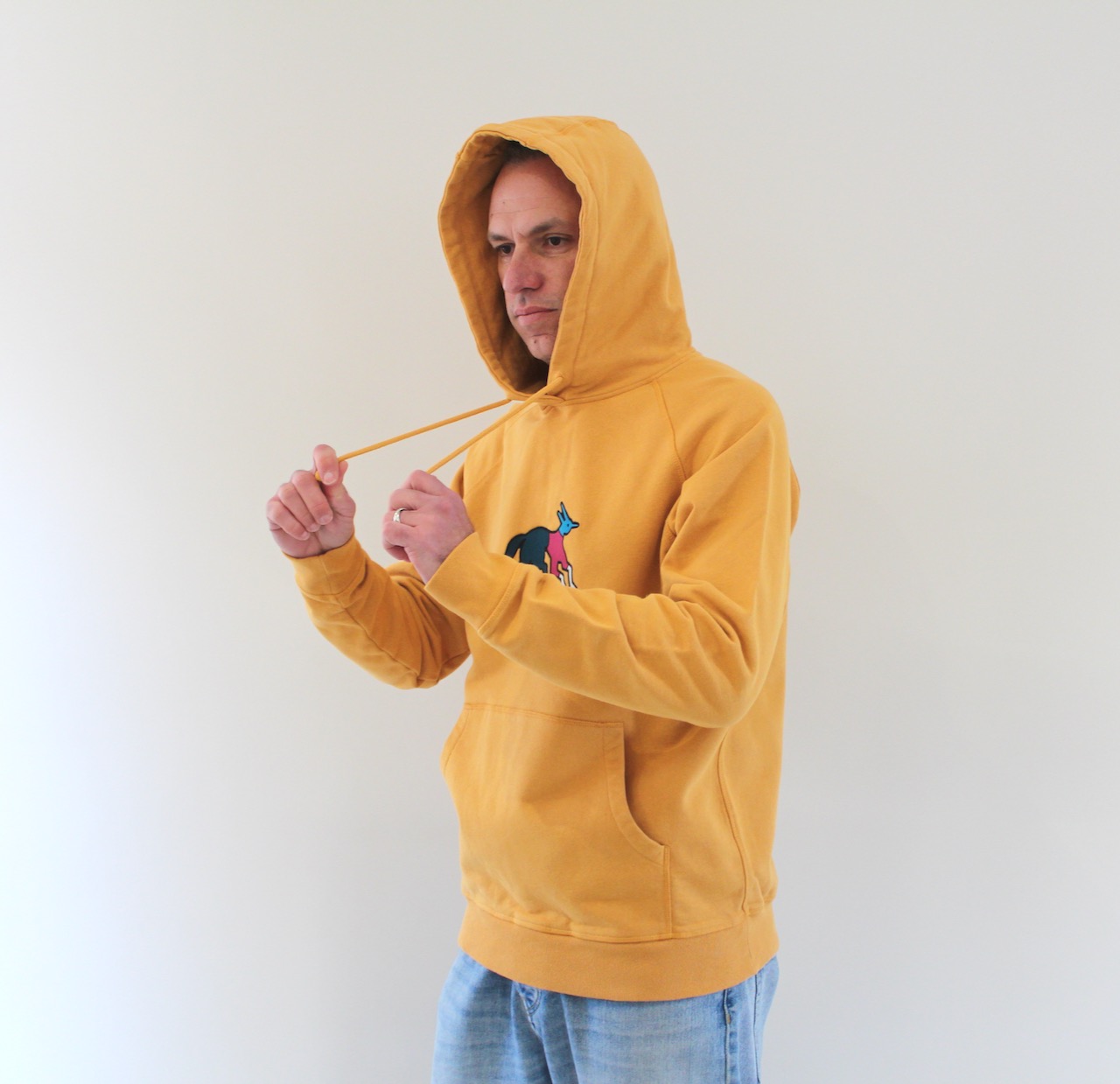 By Parra Anxious Dog Hooded Sweat Gold Yellow