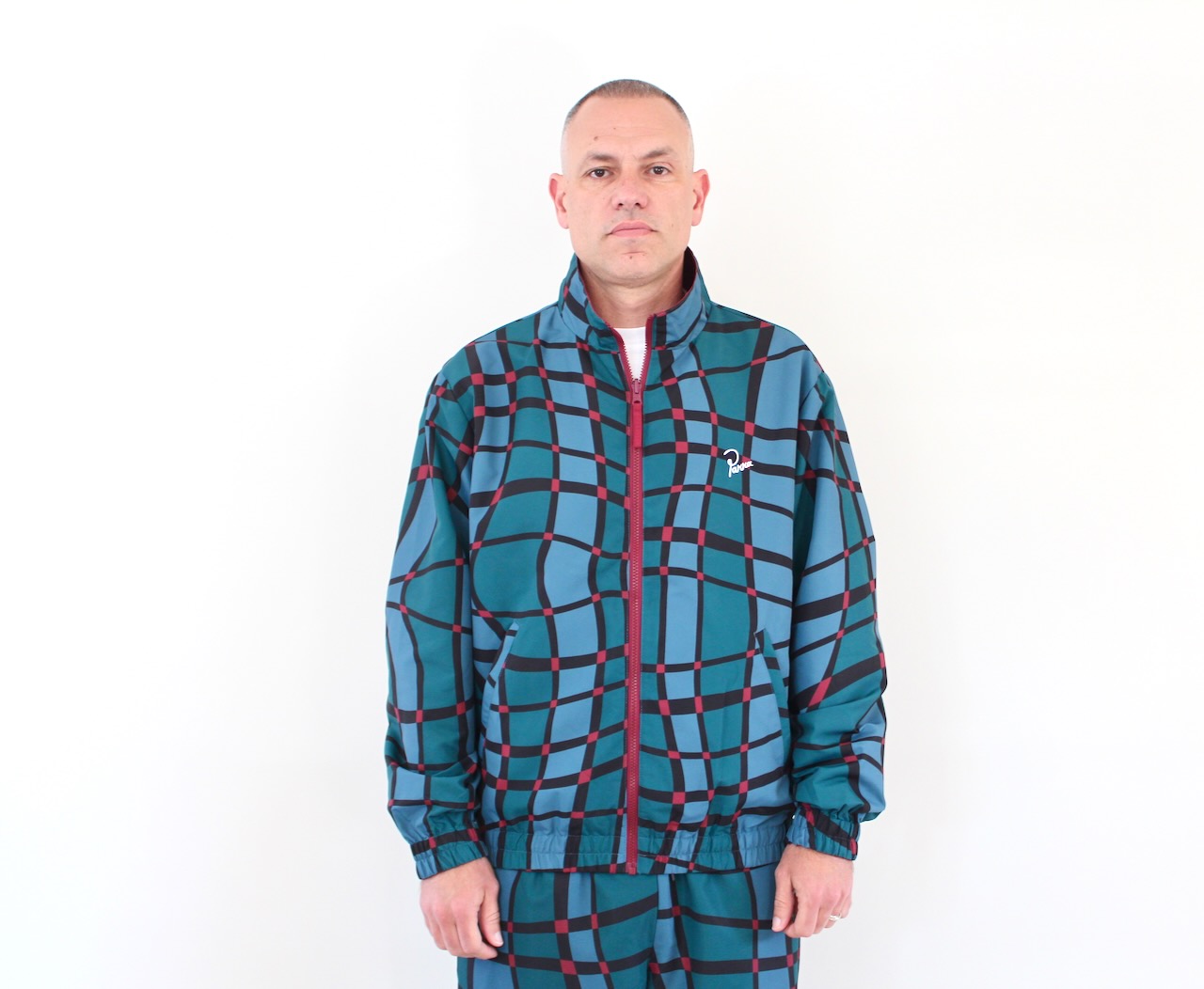 By Parra Squared Waves Pattern Track Top Multi Check