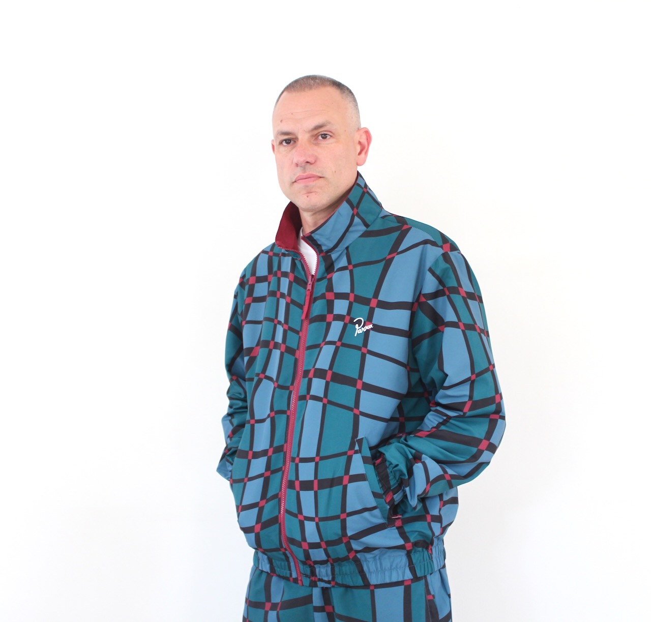 By Parra Squared Waves Pattern Track Top Multi Check