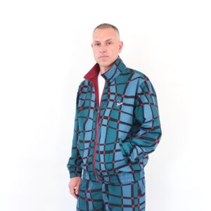 By Parra Squared Waves Pattern Track Top Multi Check