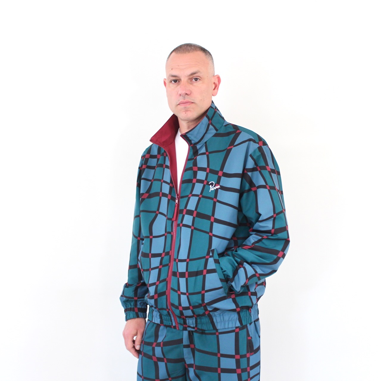 By Parra Squared Waves Pattern Track Top Multi Check