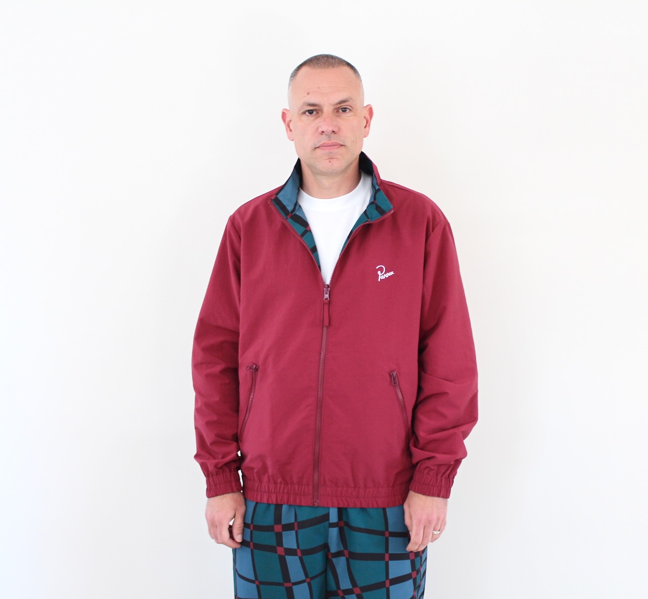 By Parra Squared Waves Pattern Track Top Multi Check