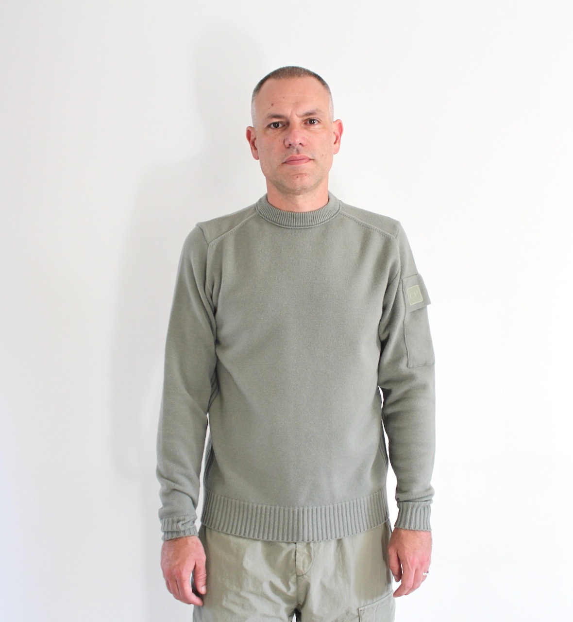 Cp Company Crew Neck Knit Silver Sage Metropolis Series