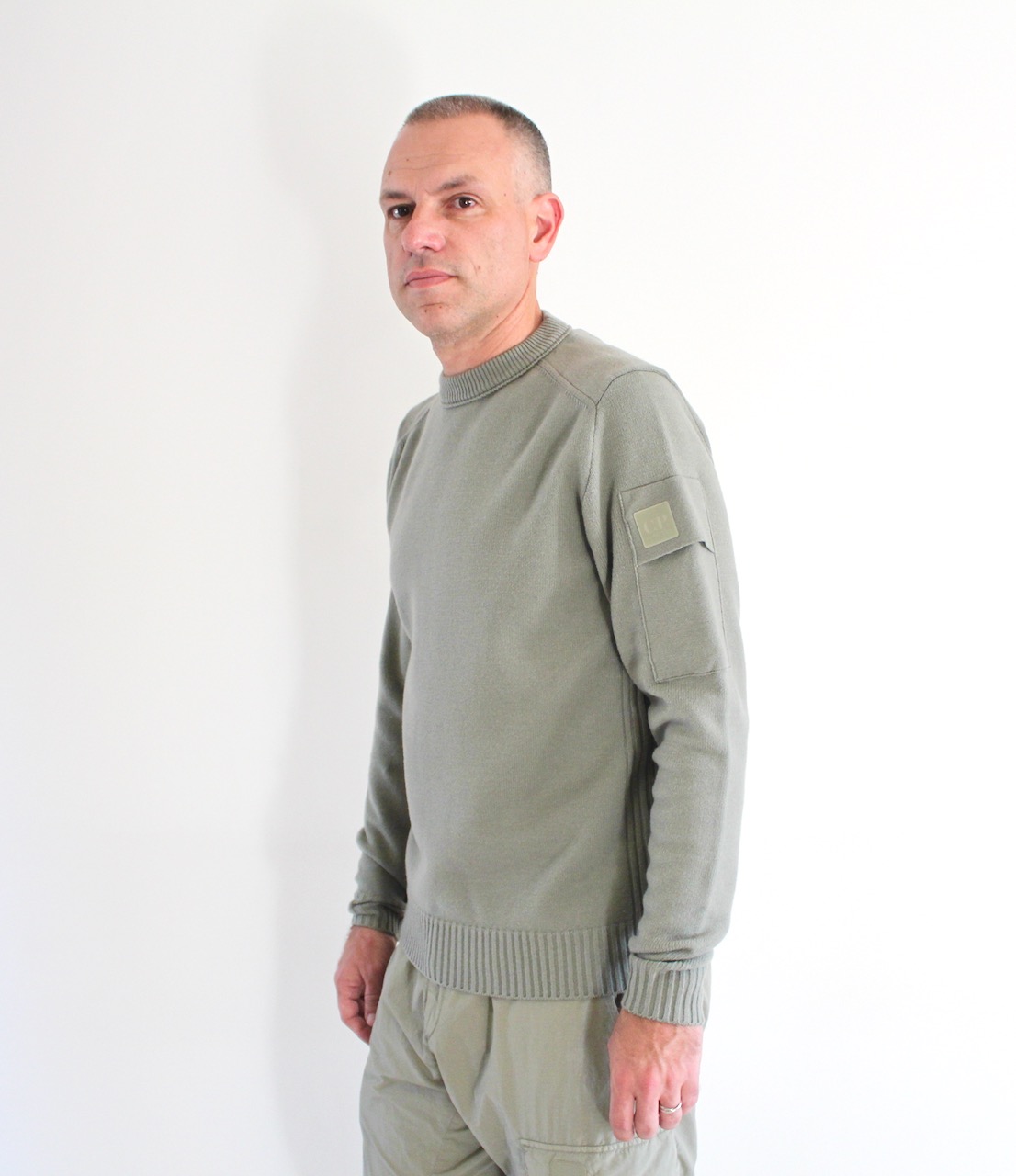 Cp Company Crew Neck Knit Silver Sage Metropolis Series