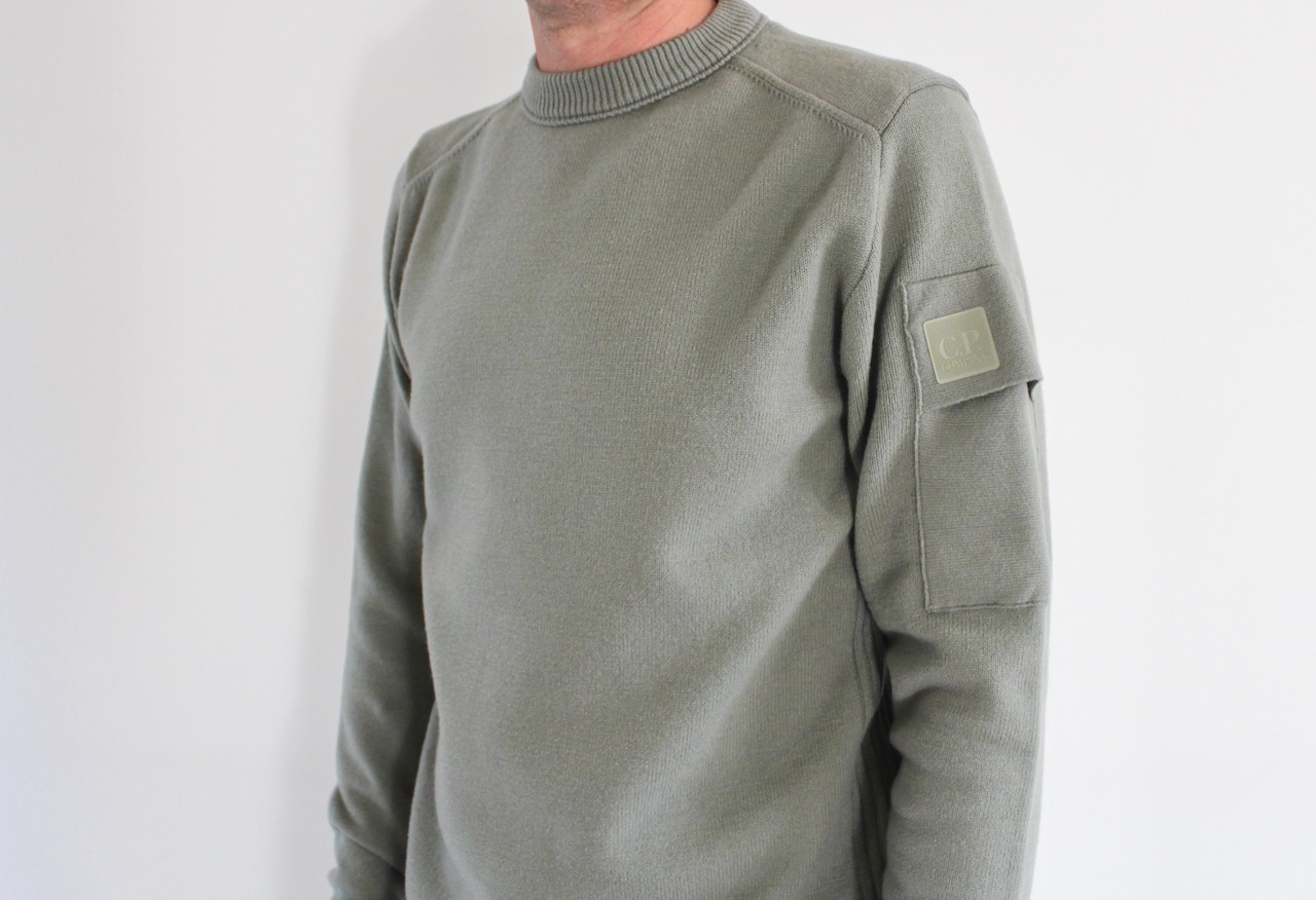 Cp Company Crew Neck Knit Silver Sage Metropolis Series