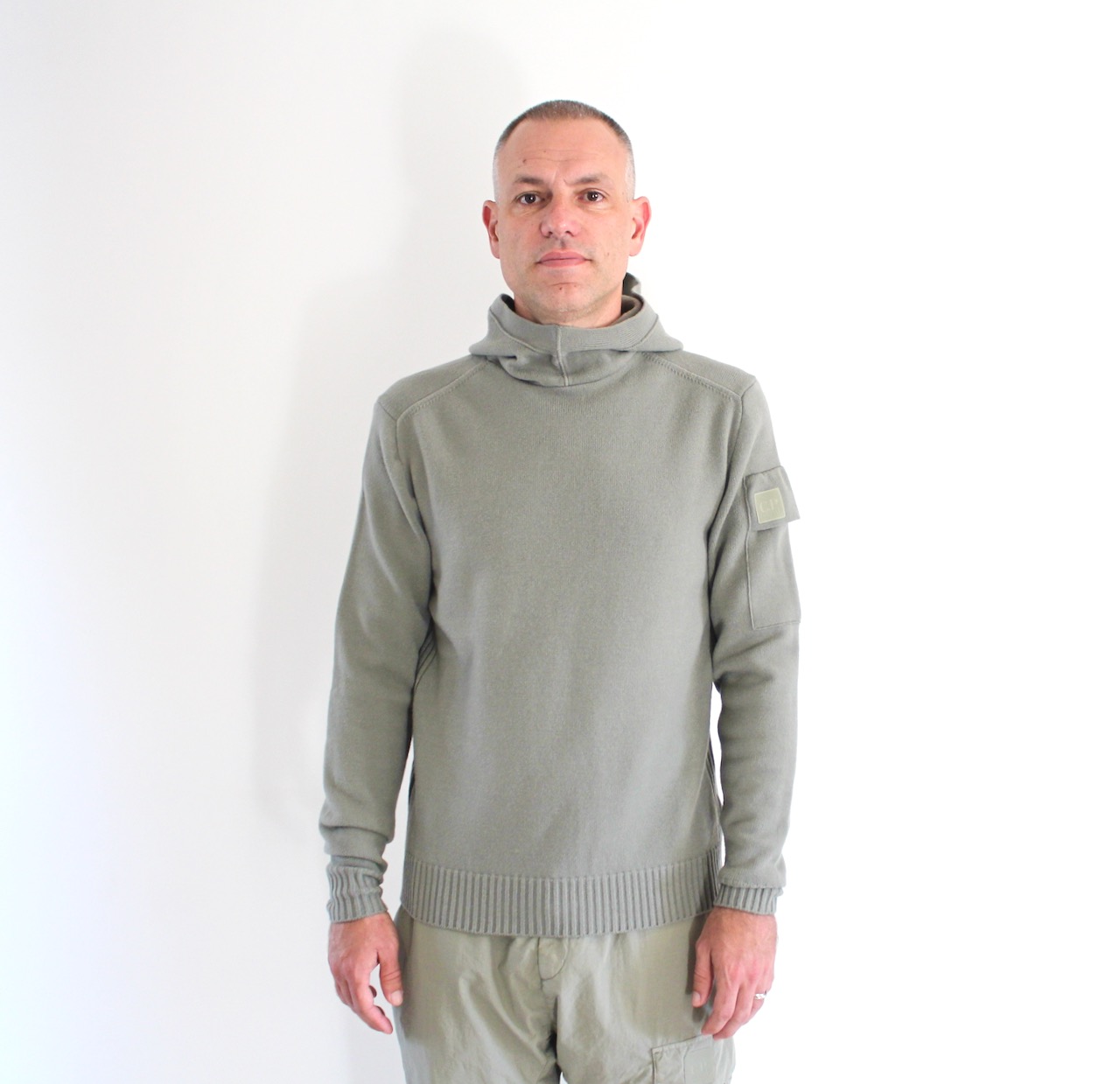 Cp Company Hooded Knit SIlver Sage Metropolis Series