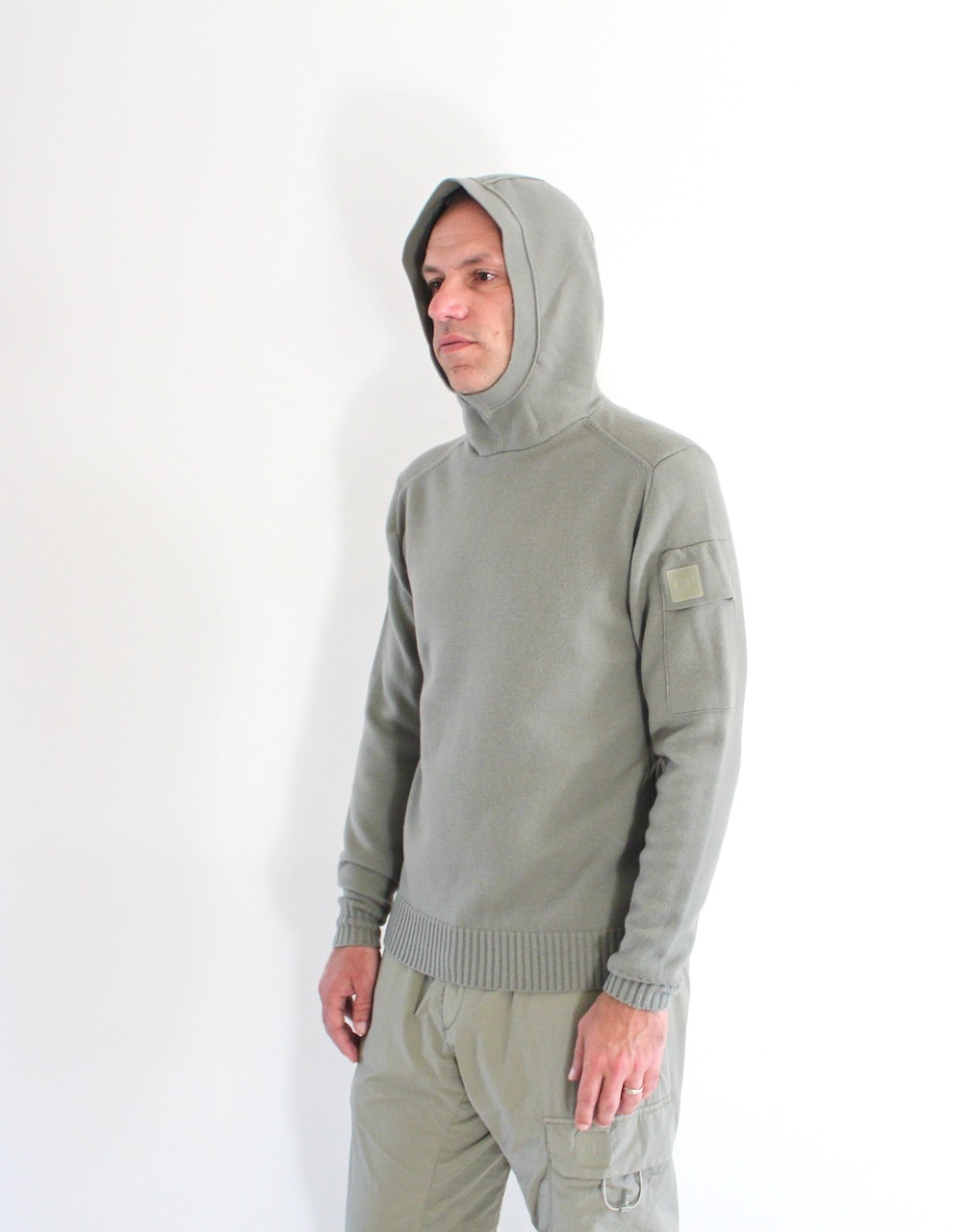Cp Company Hooded Knit SIlver Sage Metropolis Series