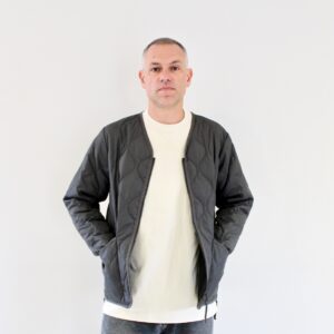 Taion Military Zip V Neck Charcoal