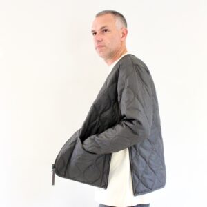 Taion Military Zip V Neck Charcoal